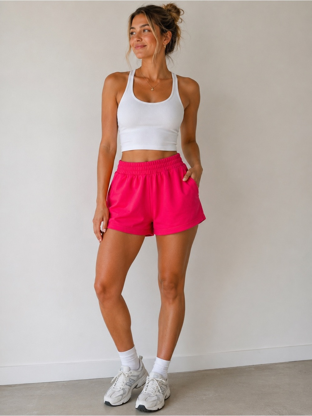 Mondetta Hot Pink Athletic Shorts with Pockets – Size M